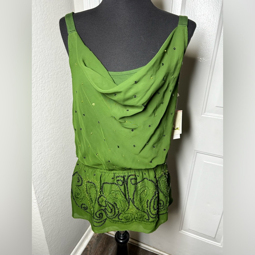 ECI Green Embellished Blouse